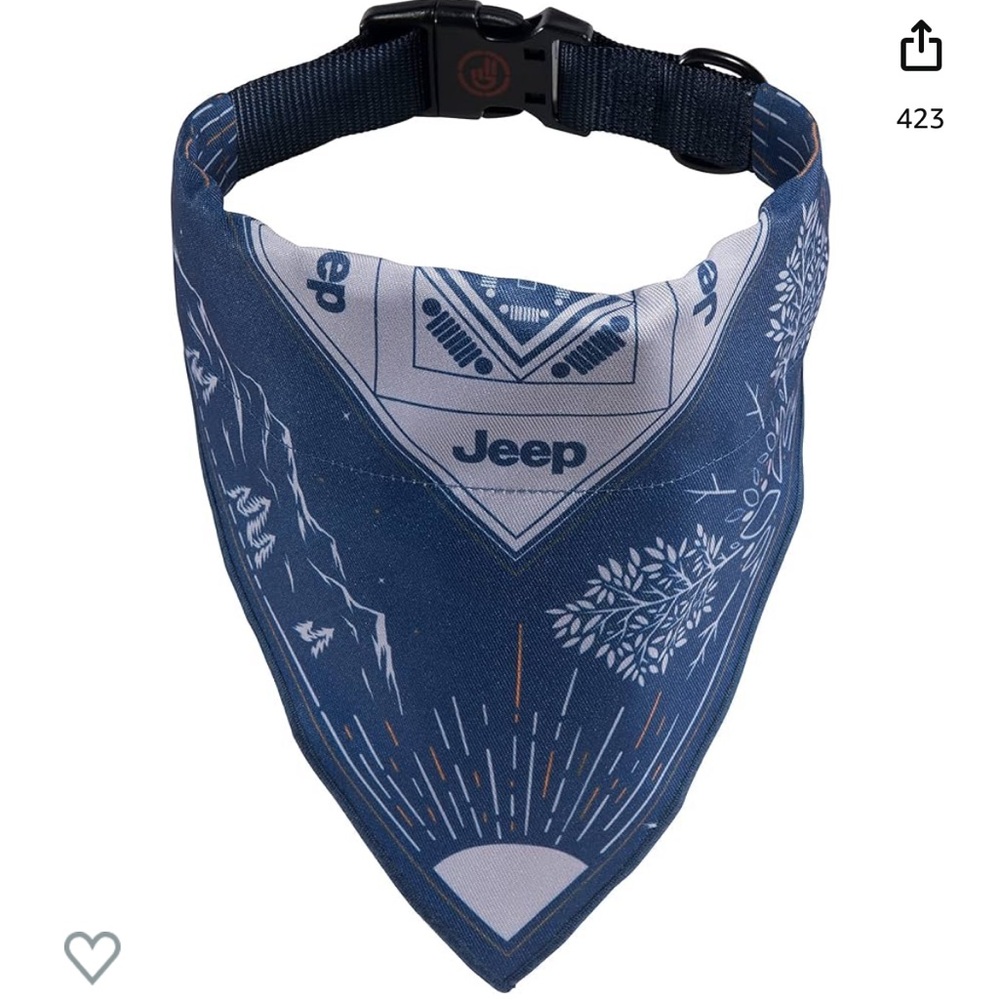 Jeep Backroads Dog Bandana, Bandana Sleeve on Nylon Webbing Collar, Mountains